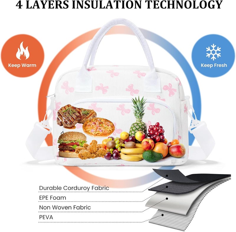 MEXS Insulated Lunch Bag for Women Men Large Reusable Lunch Box Adult Leakproof Portable Cooler Tote Bags for Work Picnic Bowknot - Image 4